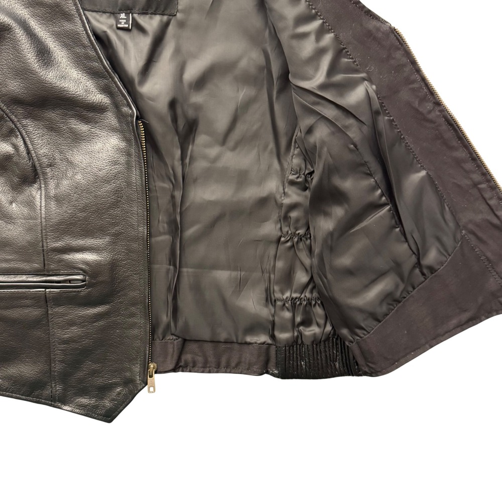 Xelement Womens Leather Motorcycle Vest XL Black Biker NWT Zip Front Pockets - Picture 5 of 9